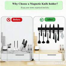 Giá treo dao từ tính gắn tường 30cm/40cm/50cm, thanh treo dao từ tính có 6 móc, giá treo dao từ tính bằng thép không gỉ, giá đựng dao nhà bếp. - Một kích thước phù hợp với tất cả - Xem 4