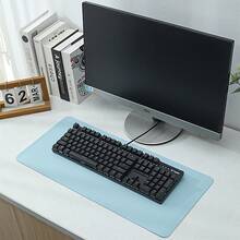 1 Piece Of Leather Mouse Pad, Faux Leather Desk Mat, Waterproof And Stain-Resistant Keyboard Mat, Simple Solid Color Computer Mat, Suitable For Office, Desk, Or Dining Table, Easy To Clean, Available In Various Colors: Pink, Blue, Green, Yellow, Gray, Black. - 淡咖啡 - 查看 9
