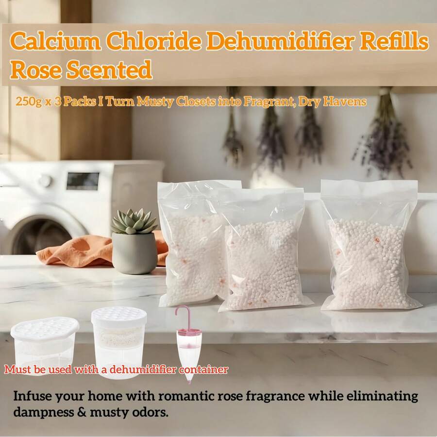 3包，750克总氯化钙干燥剂补充装，超强吸水，适用于衣柜、鞋柜、浴室，防霉防异味 - 白色 - 查看 1