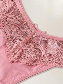 3pcs/Set Romantic Sexy Lace Women's Thong Panties With Bow And Criss-Cross Strap Design - Multicolor - View 4