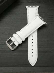 1件經典白色錶帶，適用於38mm、40mm、41mm、42mm、44mm、45mm、46mm、49mm，優雅PU皮革錶帶，適用於Apple Watch Ultra系列11、10、9、8、7、SE3、6、5、4、3、2、1，時尚智慧手錶錶帶，純色時尚錶帶，手錶配件，智慧手錶錶帶，手錶配件 - 白色 - 查看 3