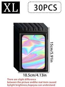 100个/10个装可重复密封袋，透明窗口食品保鲜袋，糖果袋，软糖袋，铝箔袋，派对礼品包装袋，全息可重复密封拉链食品保鲜袋，铝箔防臭袋，塑料扁平包装袋，适用于派对礼品、食品、糖果、珠宝、唇彩等，多种尺寸和颜色可选。 - 彩色 - 查看 34