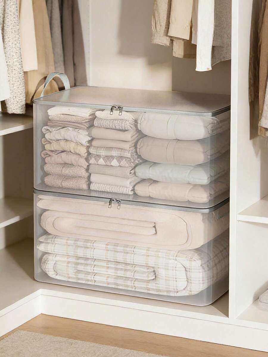Clear EVA Storage Bags For Clothes, Foldable Closet Organizers With Handles, Large Capacity Storage Containers For Blankets, Bedding, Towels, Bedroom Organization,Waterproof Closet Organizer Bins For Clothing, Space Saving Storage Containers For Bedroom, Dorm, Wardrobe