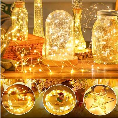 3/7/10pcs 6.6ft Silver Copper Wire Fairy String Lights, Battery Operated With 3 Lighting Modes, Decorative Lights For Home, Girls Room, Party, Camping, Wedding