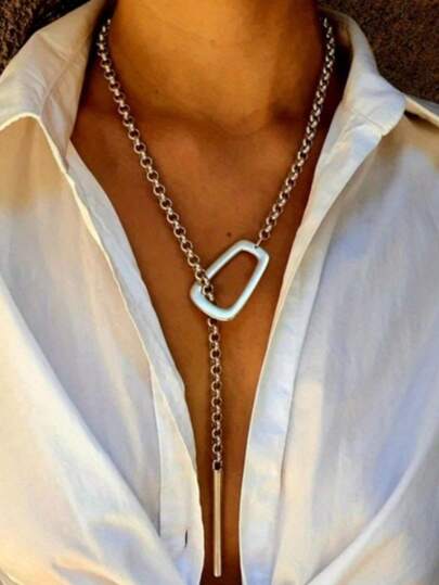 1pc Women's Statement Y-Necklace Chain With Adjustable Lariat Pendant, Bold Y-Shaped Necklace For Everyday & Formal Gifts - Year-Round Elegant Jewelry, Vintage Boho Style, Statement Piece