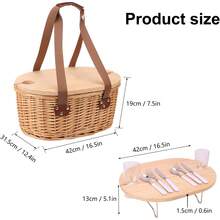 Wicker Picnic Basket Set 2 With Folding Table & Insulated Cooler Bag, Includes Tableware Accessories, Oval Woven Picnic Hamper Outdoor - 2-person Picnic Basket Set - View 6
