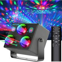 Disco Ball Party Lights,Pro 6 In 1 Disco Lights Sound Activated Dj Strobe With RGB&OGB Disco Balls,Laser Light Show,Ocean Lamp,Star Projector,2 RGB LEDs-Perfect For Disco Glow Party Rave Dance - 美規A型插(110-127V) - 查看 1