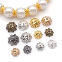 150pcs Hollow Flower Bead End Caps Iron Silver Gold Golden Assorted Metal Loose Solid Spacer Filigree Bails Beads Bulk For Jewelry Making Bracelets Necklace Earrings DIY Crafts - Multicolor - View 6