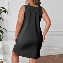 Plus Size Womens Elegant Casual Dress -  At My Age I Need Glasses Print Fashion Sleeveless Crew Neck Dress - Perfect For Summer Vacation & Great Gift For Ladies - màu đen - Xem 2
