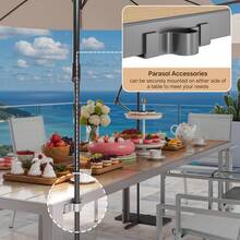 Asofer Outdoor Table And Chairs, Patio Table And Chairs Set Includes 89" Rectangle Patio Table With Umbrella Hole And 8 Textilene Fabric Outdoor Chairs For Backyard, Poolside, Lawn, Grey - Xám - Xem 4