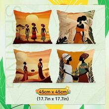4pcs Traditional African Pattern Pillow Covers, Single-Sided Printed Cushion Covers, Suitable For Living Room, Bedroom, Home Decor, All Seasons - Multicolor - View 12