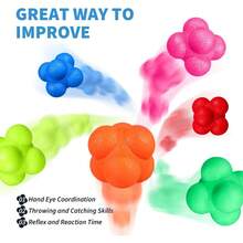 6-Pack Hexagon Reflex Balls Non-Spherical Bounce Balls For Agility, Reaction Time & Coordination Training - Ideal For Tennis, Basketball, Baseball - 6pcs - View 2