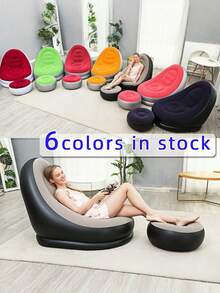 1pc Home Relaxation Essential Double Inflatable Sofa, Soft And Comfortable, Can Be Used As Living Room Sofa Bed Or Inflatable Mattress, Pool Garden Camping Equipment, Indoor Outdoor, Back To School Gift, Random Color - Multicolor - View 8