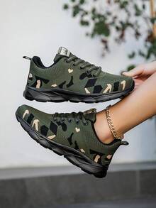 Women's Breathable Mesh Casual Shoes/Athletic Sneakers/Running Shoes, Suitable For All Seasons - 軍綠色 - 查看 13