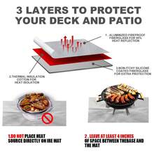 Estera rectangular de plata resistente al fuego, almohadilla protectora para barbacoa de jardín o patio al aire libre - Alfombra ignífuga para barbacoa en terrazas y céspedes exteriores - Ver 5