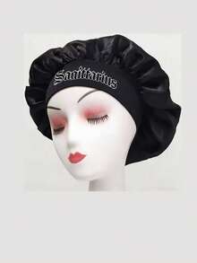 1 chiếc [12 Chòm sao Tùy chỉnh] Mũ trùm đầu bằng satin màu hồng ngọt ngào cho trẻ em, logo chòm sao độc quyền, chống bụi, kiểu dáng dễ thương, thích hợp để giữ ấm và ngủ ở nhà. - màu đen - Xem 9