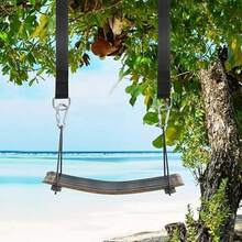 两件套吊床吊带，树秋千吊带套装，完美适用于吊床悬挂套件，加长吊带，配有更安全的锁扣式登山扣。 - 黑色 - 查看 9