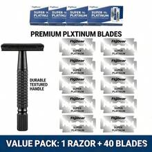 Premium Matte Black Double Edge Safety Razor For Men & Women, Metal Handle, Reusable & Portable, Ideal For Travel, Men's Shaving Essentials|Portable Razor|Platinumcoated Blades - Black - View 3