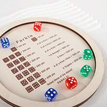 1pc Wooden Dice Game Tray With 6 Dice - Creative Tabletop Game, Ideal For Teens, Family Gatherings And Travel - Multicolor - View 3