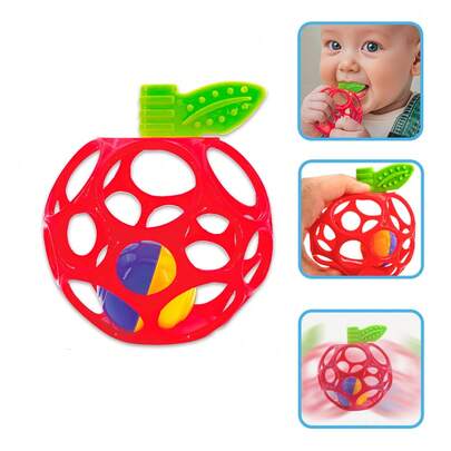 易抓握红苹果/黄菠萝磨牙玩具 - 可爱水果造型磨牙器，适合新生儿及以上宝宝，可自行抓握咀嚼，是生日、儿童节、圣诞节、复活节、感恩节、新年、万圣节等节日送给男宝宝和女宝宝的完美礼物。