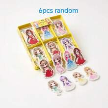 6个/10个随机小公主卡通人物造型橡皮擦，适合作为送给小女孩的文具礼物和学校文具用品。 - 多色 - 查看 10