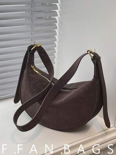 1 pieza Bolso de hombro minimalista de unicolor y de moda para mujer, de piel de PU, adecuado para citas, compras, versátil