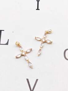 1pc Bohemian Style Stainless Steel Rhinestone Pendant, Suitable For Women's Daily Wear - Yellow Gold - View 2