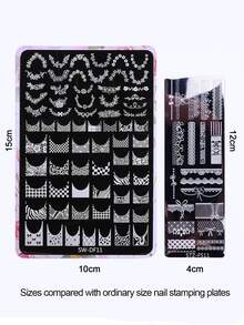 Khuôn dập móng tay kiểu Pháp hình hoa bướm vàng, khuôn dập móng nghệ thuật bằng kim loại kiểu Pháp, khuôn dập móng bằng thép không gỉ có thể tái sử dụng, dụng cụ làm móng DIY cho tiệm nail, mùa xuân/hè. - Vàng - Xem 10