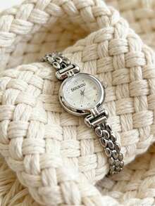 1 件优雅时尚数字表盘小麦不锈钢表带石英女士手表，适合日常搭配、生日、女士礼物、周年纪念、年终促销、光棍节、万圣节促销和其他节日礼物 - 金色 - 查看 4