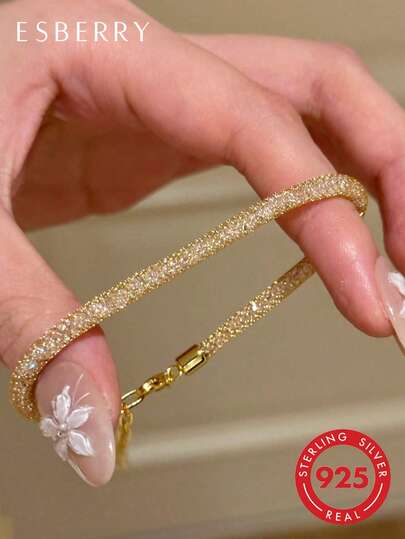 ESBERRY 1pc 925 Sterling Silver Purse Charm Bracelet, Luxury Everyday Jewelry For Women, Elegant & Versatile, Suitable For Valentine's Day, Birthday Party And Daily Wear