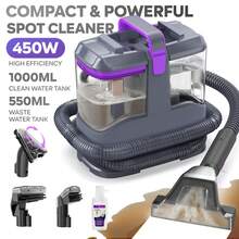 INSE C9S Portable Carpet Cleaning Machine 13kPa 450W, Upholstery Cleaner Wet/Dry Vacuum Cleaner For Car And Sofa, Powerful Stain Remover For Pet Hair With 3 Brushes - Purple - View 11