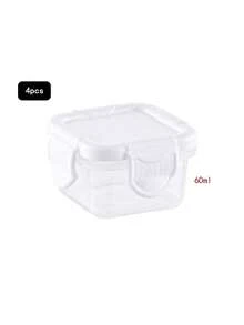 4件套小型食品储物盒套装，午餐盒，冰箱密封盒，长方形塑料密封储物盒，小型食品容器，多功能调料罐，2盎司塑料材质，带盖，可堆叠，多用途，便携，适合存放零食、水果、燕麦片，旅行和居家收纳，家用储物篮，储物盒和容器，厨房用品，学习用品，返校季必备 - 彩色 - 查看 9