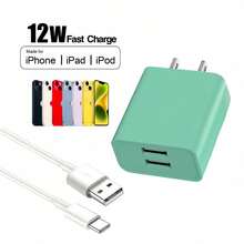 12W 新款 Macron 多彩双 USB 快速充电器，兼容 16 Pro Max/16 Pro/16 Plus/16、15 Pro Max/15 Pro/15 Plus/15、14/13/12/11/XS/XR/8/7/6 等设备，适用于家庭、办公室和旅行。 - 查看 7