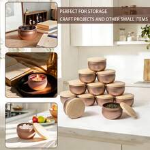 44 Stück Rose Gold Kerzen Herstellung Set, 8 leere Metall Kerzenbecher mit Holzdeckeln, DIY Kerzen Zubehör, Eid Mubarak Feiertags Geschenk, Geburtstags- und Oster Geschenk, Boho Stil Schlafzimmer Badezimmer Hochzeit Heim Dekoration, Schmuckkasten und Party Favors - w - Übersicht 7