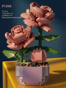 MINKOJA 12款迷你积木花朵套装，317-473片混合工艺材料，创意3D立体花卉益智玩具，馈赠亲朋好友的理想礼物 - 彩色 - 查看 4