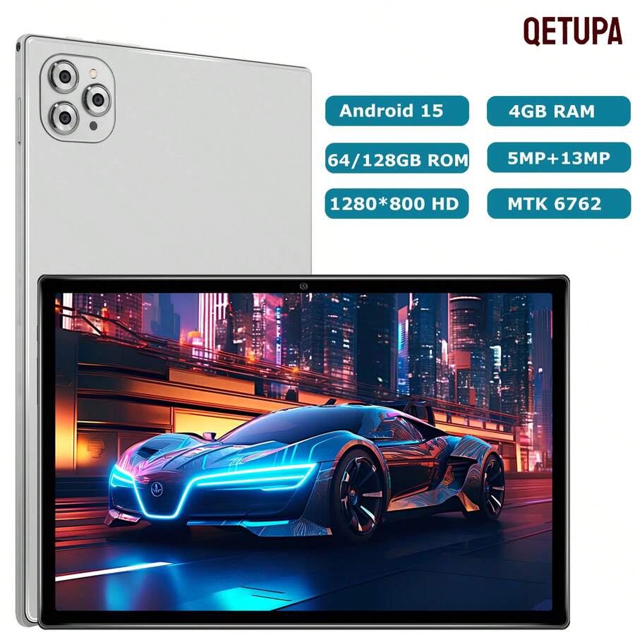 Qetupa M9-4 10.1 吋 Android 13 平板電腦，4GB RAM（可擴充 4GB RAM）+64GB ROM / 4GB RAM（可擴充 4GB RAM）+128GB ROM，MTK 6762 八核心 2.0GHz 處理器，HD (1280x800) IPS 觸控螢幕（不含適配器）