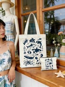 Túi tote vải canvas phong cách xăm hình cổ điển họa tiết động vật biển, túi xách chủ đề bãi biển, túi đeo vai nữ dung tích lớn, túi xách cầm tay di động, túi lưu trữ đa năng, túi đi làm đi chợ, túi đi siêu thị gấp gọn dung tích lớn phong cách thường ngày, quà tặng hoàn hảo cho người yêu đại dương, bạn bè, phụ nữ, mẹ, phù hợp cho Ngày của Mẹ, Ngày Nhà giáo, mùa tựu trường, sinh nhật và các ngày lễ khác, quà tặng hoàn hảo cho bạn bè, phụ nữ, mẹ, giáo viên, sinh viên yêu đại dương, quà tặng hoàn hảo cho kỳ nghỉ bãi biển mùa xuân và mùa hè - Nhiều màu - Xem 6