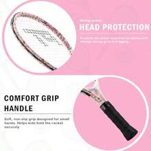LITIAN - Raqueta de tenis rosa para niños de 2 a 10 años ligera y duradera 17 pulgadas 19 pulgadas 21 pulgadas 23 pulgadas 25 pulgadas raquetas de tenis para niños pequeños y jóvenes - RosaUnicornio - Ver 2