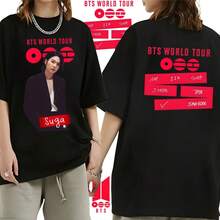 T-shirt per fan ispirata al BTSS World Tour, stampa fronte-retro (6) - nero - Visualizzare 6