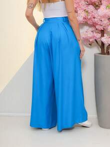 Women's Wide Leg High Waist Wide Leg Pants - Sky Blue - View 5