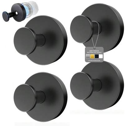 [Móc treo khăn bằng giác hút chịu lực] Móc treo khăn gắn tường không cần khoan - Móc treo bằng giác hút chịu lực dùng cho phòng tắm, nhà bếp - Chịu được trọng lượng 15 lbs trên kính, gương, gạch, bề mặt nhẵn, chống thấm nước và chống gỉ, màu đen mờ - Dùng để treo bông tắm, áo choàng, áo khoác.
