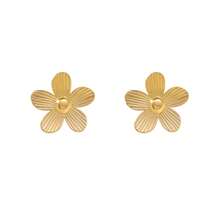 2/4/6 piezas Pendientes con forma floral, con un patrón floral rayado minimalista, cuentas de acero inoxidable dorado, pendientes adecuados para que las mujeres los usen en bodas, fiestas, vacaciones en la playa, bikinis, vestidos, blusas, jeans, monos - Pendientes de estilo retro versátil Ins para uso casual diario - Multicolor - Ver 12