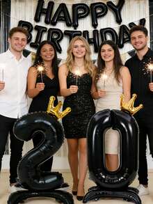 1pc 42 Inch Black Standing Crown Base With 0-9 Numbers, Anniversary, Birthday, Holiday Celebration, Wedding Party Decor - Black - View 5