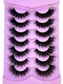7pcs/Set 9D Fluffy Mink Eyelashes, Dense & Curly, DD Curl, Extend Makeup Look, Hot Melt Eyelash Extensions, Reusable, Create Long Lashes - Black - View 3