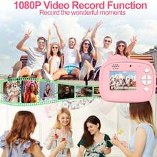 Kids Instant Print Camera, 2.3-Inch Screen, With Fun Frame Stickers, Instant Print Dual Lens Digital Camera Toy, Ideal Christmas Birthday Gift, Portable Travel Toy, Suitable For 3-12 Years Old Boys And Girls Christmas Birthday And New Year Gift - Multicolor - View 4