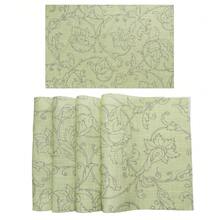 millianess Juego de 4 manteles individuales de alta gama con estampados en verde menta/azul/amarillo/rosa, con patrones de líneas cúbicas para un estilo minimalista moderno con un fuerte efecto 3D. Fabricados en tela de poliéster, de forma rectangular de 30cm*45cm, con impresión por un solo lado y textura sólida tipo lino en el reverso. Adecuados para diversos ajustes de mesa de comedor. - verde menta - Ver 4