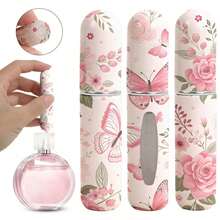 Chai xịt nước hoa mini 5ml cầm tay, có thể đổ đầy lại từ đáy, họa tiết hoa và bướm trang nhã, chống rò rỉ, vật dụng làm đẹp thiết yếu cho phái nữ, phụ kiện nước hoa cao cấp phù hợp cho túi xách và du lịch, món quà lý tưởng cho việc chăm sóc bản thân của phụ nữ. - Một kích cỡ phù hợp cho tất cả - Xem 14