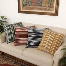 1pc Bohemian Style Striped Throw Pillow Cover, Woven Texture Fabric, Hidden Zipper Design, Size 16*16/18x18/20x20 Inches, Suitable For Living Room, Bedroom, Sofa, Bed Decor, Creating Neutral Modern Farmhouse Style, All Season, Pillow Insert Not Included - Multicolor - View 7