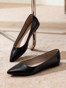 Women Casual Pointed Toe Ballet Comfort Soft Slip On Valentine's Day Flats Shoes Valentines - 黑色 - 查看 2