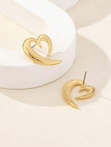 1 Pair Geometric Heart-Shaped Minimalist Luxury Casual Niche Fashion Design Earrings - Yellow Gold - View 3